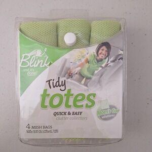 Tidy Totes Car Quick Clutter Collectors 4 Green Mesh Bags 18x14 Drawstring Reuse